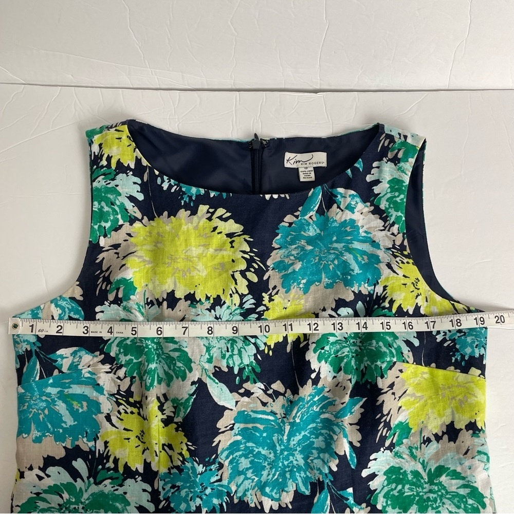 Kim Rogers Sleeveless Floral Linen Dress Size 12 - Picture 7 of 10